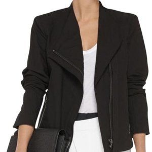 Helmut Lang Dent Chic Asymmetrical Jacket S Black Zip Front/Cuffs Lightweight